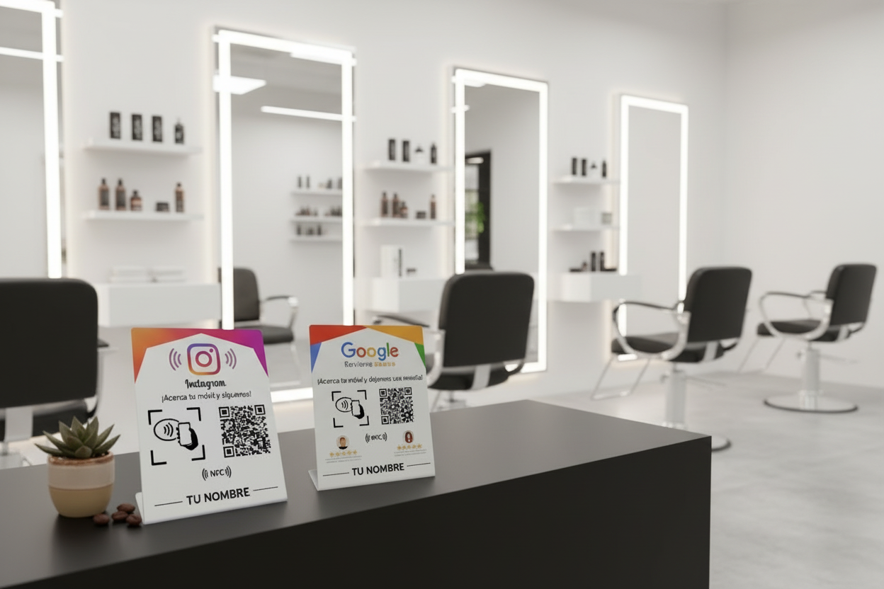 Expositor Inteligente de reseñas/seguidores de Google/Instagram (NFC+QR)