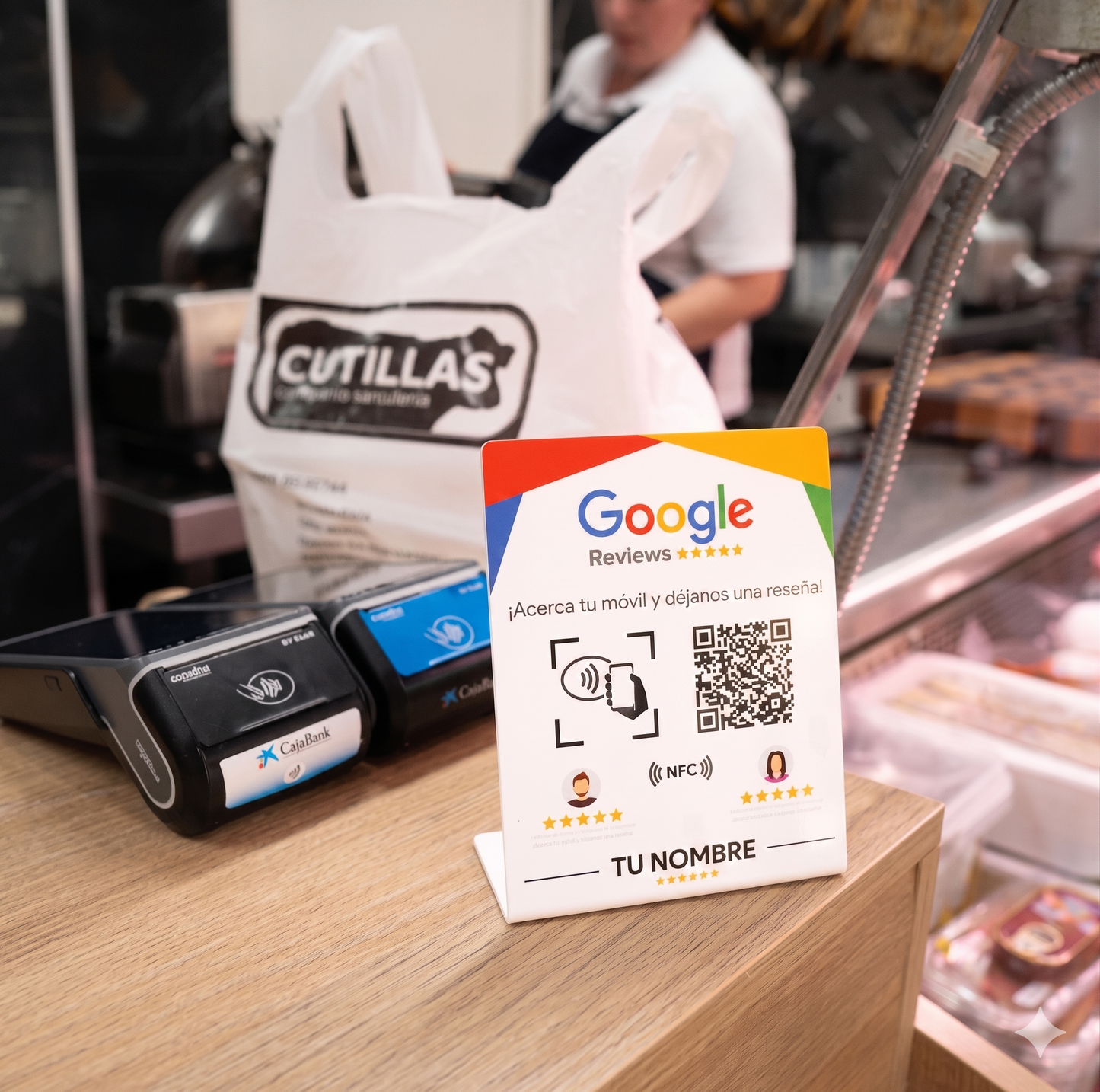 Expositor Inteligente de reseñas/seguidores de Google/Instagram (NFC+QR)