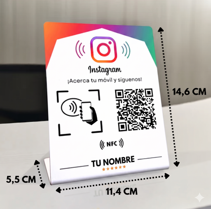 Expositor Inteligente de reseñas/seguidores de Google/Instagram (NFC+QR)